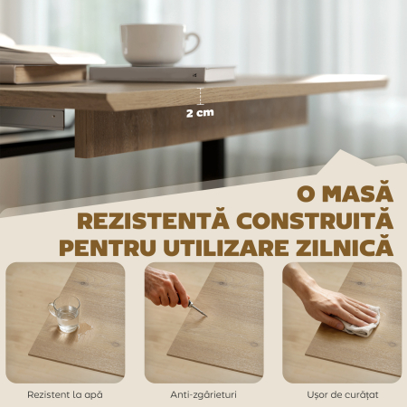  Masa de Dining Extensibila pentru 6-8 Persoane cu Panouri Ascunse, Masa Extensibila Dreptunghiulara cu Baza din Otel, Stil Industrial, pentru Sufragerie, Culoare Lemn [6]