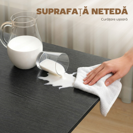  Masa de Dining Pliabila, Masa de Bucatarie Rabatabila cu Roti si Frane pentru 4-6 Persoane, Masa Compacta cu Structura din Otel, 120x80x73 cm, Negru cu Efect de Lemn [6]