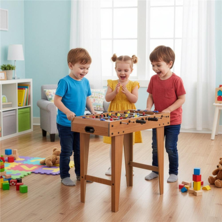 Masa fotbal copii 6 manere 18 jucatori structura mdf tabela, 69x35x62 cm, set complet, multicolor [8]