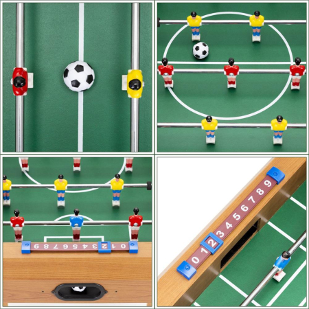 Masa fotbal copii 6 manere 18 jucatori structura mdf tabela, 69x35x62 cm, set complet, multicolor [13]