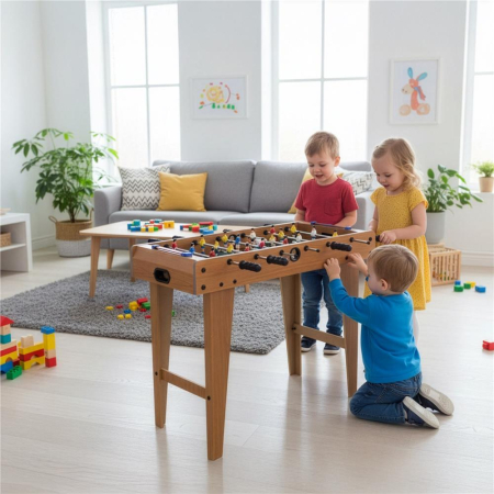Masa fotbal copii 6 manere 18 jucatori structura mdf tabela, 69x35x62 cm, set complet, multicolor [7]