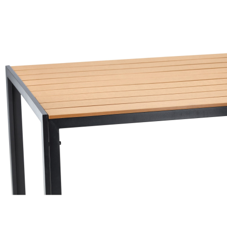 Masa de gradina, cadru otel, blat polywood cu aspect lemn, 150x90x73 cm, negru si maro natur [5]