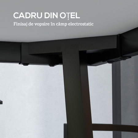  Masa de Gradina cu Blat Efect Lemn din Plastic, 145x85 cm pentru 6 Persoane, Masa de Exterior Dreptunghiulara, Picioare din Otel, pentru Terasa, Balcon, Gri [4]