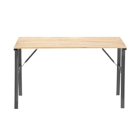 Masa de gradina cu cadru metalic si blat din lemn impregnat, 120x60x71 cm, natur [3]