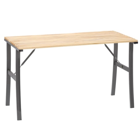 Gradina - Masa de gradina cu cadru metalic si blat din lemn impregnat, 120x60x71 cm, natur