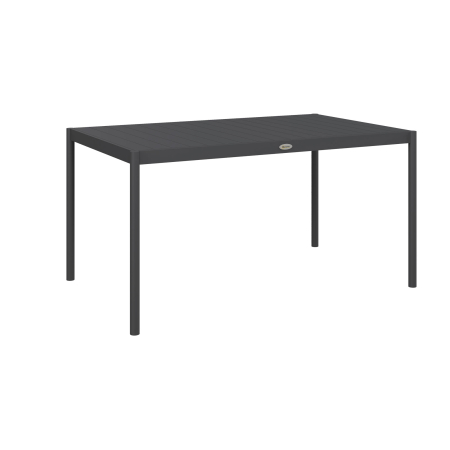 Mese gradina -  Masa de Gradina cu Lamele, Dimensiuni 145x90 cm, Masa de Dining pentru 6 Persoane, Rectangulara, din Aluminiu si Otel, pentru Curte, Terasa, Balcon si Exterior, Gri inchis
