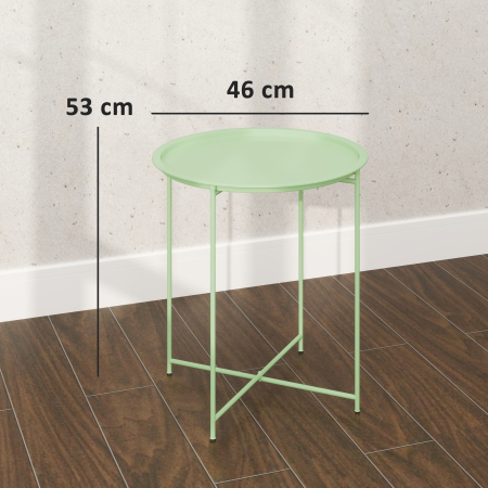  Masa de gradina cu tava detasabila si picioare pliabile din otel, Ø46x50 cm, verde [2]