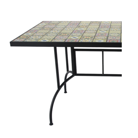 Masa de gradina dreptunghiulara cu blat mozaic si cadru metalic, 150x80x74 cm [2]