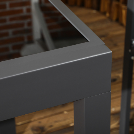  Masa de Gradina Extensibila cu Blat din Sticla 80-160x80x75 cm Negru [7]