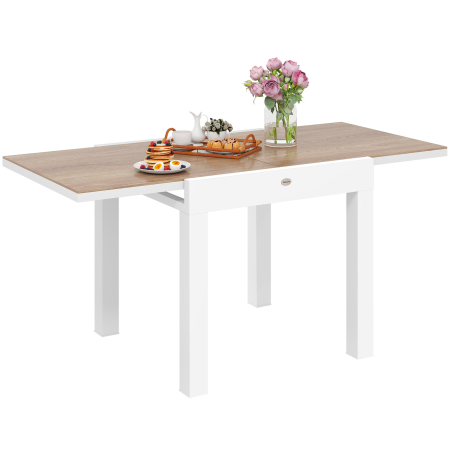 Gradina & balcon -  Masa de Gradina Extensibila din Aluminiu cu Blat din PSPC, 80/160x80x75 cm, Alb