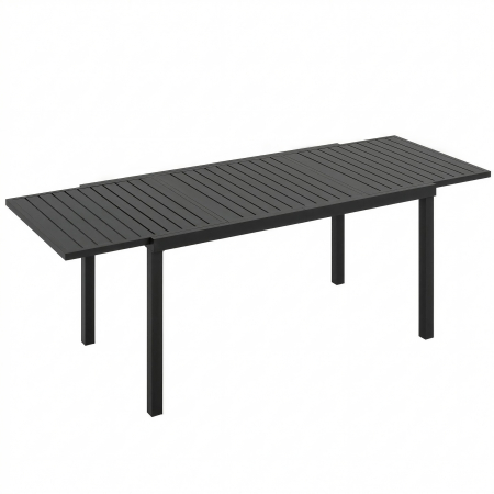 Mese gradina -  Masa de Gradina Extensibila pentru 6-8 Persoane, Aluminiu cu Blat cu Lamele, Negru