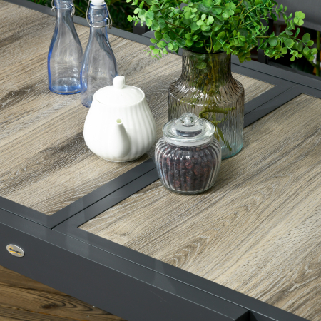  Masa de Gradina Extensibila pentru 6 Persoane din Plastic si Aluminiu, 80/160x80x75 cm, Bej [6]