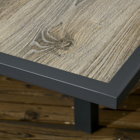  Masa de Gradina Extensibila pentru 6 Persoane din Plastic si Aluminiu, 80/160x80x75 cm, Bej [8]