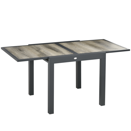 Gradina & balcon -  Masa de Gradina Extensibila pentru 6 Persoane din Plastic si Aluminiu, 80/160x80x75 cm, Bej