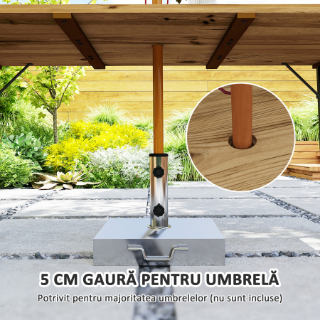  Masa de Gradina pentru 6 Persoane cu Orificiu pentru Umbrela, 175x80x75 cm, Maro [5]