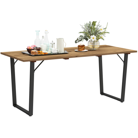 Mobilier gradina si terasa -  Masa de Gradina pentru 6 Persoane cu Orificiu pentru Umbrela, 175x80x75 cm, Maro
