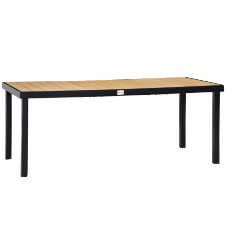 Gradina & balcon - Masa de gradina  pentru 8 Persoane din Aluminiu, Masa de Exterior din Plastic pentru Terasa si Balcon, Negru si Culoare Lemn