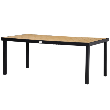 Masa de gradina  pentru 8 Persoane din Aluminiu, Masa de Exterior din Plastic pentru Terasa si Balcon, Negru si Culoare Lemn [8]