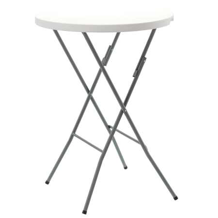 Bucatarie - Masa gradina pliabila rotunda 80 cm, blat HDPE rezistent intemperii, cadru otel, D80xH110 cm, alb
