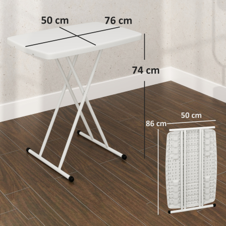  Masa de Gradina Pliabila cu inaltime Ajustabila, Metal si HDPE, Alb [2]