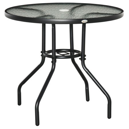 Mese gradina -  Masa de Gradina Rotunda cu Orificiu, 80cm, Neagra