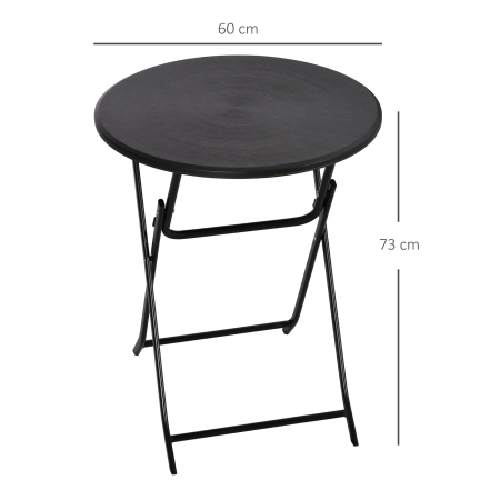  Masa de Gradina Rotunda si Pliabila din Otel si HDPE, Ø60x73 cm, Gri inchis [2]