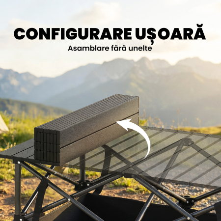 Masa de Picnic Pliabila si Portabila  cu Plasa de Depozitare si Geanta de Transport, pentru Camping si Exterior, Neagra [6]