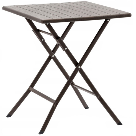 Gradina - Masa de plastic pliabila, pentru gradina sau balcon, 62x62x73cm, maro imitatie lemn