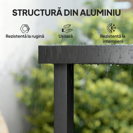  Masa de pranz pentru gradina, pentru 8 persoane, din aluminiu si plastic, lemn inchis la culoare si negru [5]