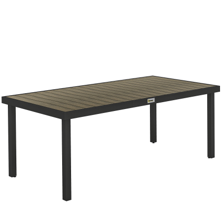Mese gradina -  Masa de pranz pentru gradina, pentru 8 persoane, din aluminiu si plastic, lemn inchis la culoare si negru