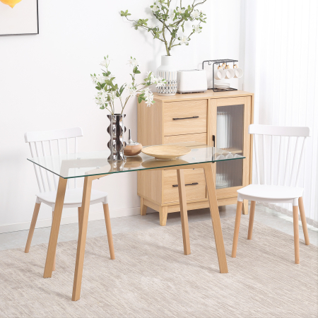  Masa de sufragerie dreptunghiulara pentru max 4 persoane, din otel cu blat din sticla securizata, pentru bucatarie, sufragerie 120x60x76cm [1]