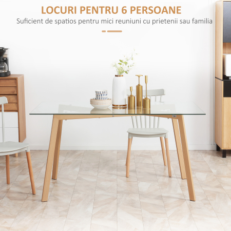 Masa de sufragerie dreptunghiulara pentru max 4 persoane, din otel cu blat din sticla securizata, pentru bucatarie, sufragerie si living, 150x75x76 cm [3]