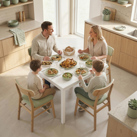  Masa de Sufragerie Extensibila 80-120 cm pentru 4-6 Persoane, Masa Economisitoare de Spatiu cu Extensie Glisanta, Natural [8]