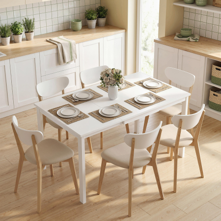  Masa de Sufragerie Extensibila 80-120 cm pentru 4-6 Persoane, Masa Economisitoare de Spatiu cu Extensie Glisanta, Natural [1]