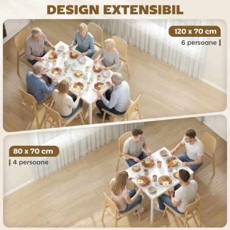  Masa de Sufragerie Extensibila 80-120 cm pentru 4-6 Persoane, Masa Economisitoare de Spatiu cu Extensie Glisanta, Natural [3]