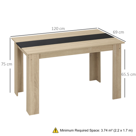  Masa de sufragerie moderna din lemn pentru 4-6 persoane, 120x69x75cm, culoare negru si lemn [2]