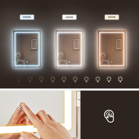 Masa de toaleta cu taburet si oglinda, iluminare LED reglabila, 6 sertare, 98x40x145 cm, alb [3]