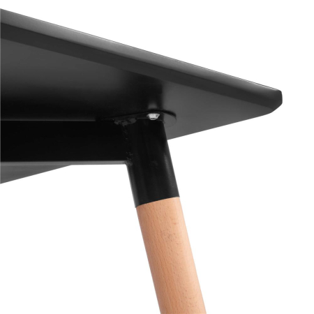 Masa dining bucatarie, dreptunghiulara, 120x80x74 cm, Blat MDF, Picioare lemn, Negru [6]
