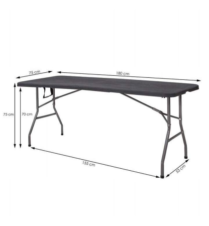 Masa dreptunghiulara pliabila multifunctionala, 1.8 m x 0.75 m x 0.75 m, neagra [12]