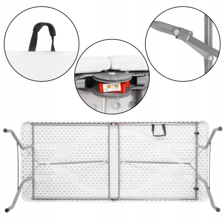 Masa dreptunghiulara pliabila multifunctionala, 180x72x75cm, alba [2]