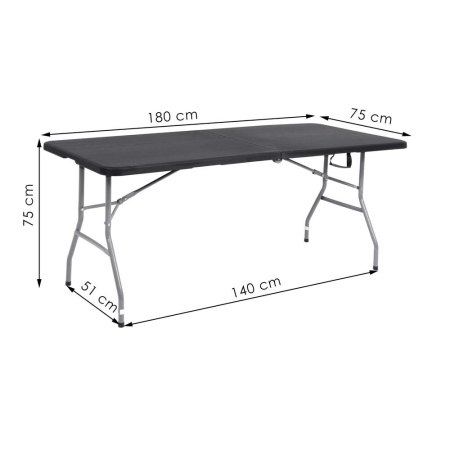 Masa dreptunghiulara pliabila multifunctionala, 180x75x75cm, neagra [12]