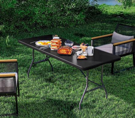 Masa dreptunghiulara pliabila multifunctionala, pentru evenimente, 180x74x74cm, neagra [5]