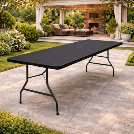 Bucatarie - Masa dreptunghiulara pliabila multifunctionala, pentru gradina sau evenimente, 240x75x74 cm, negru
