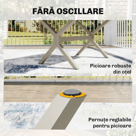  Masa Extensibila de Gradina pentru 8-10 Persoane, din Aluminiu si Otel, 154/214x85x73 cm, Gri [5]