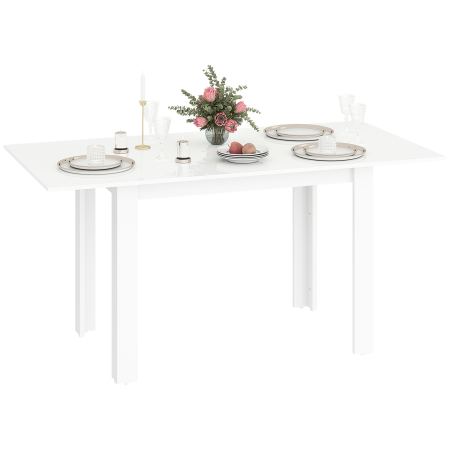 Bucatarie -  Masa Extensibila pentru 4-6 Persoane cu Panouri Rabatabile, 120-160x80x78 cm, Alb Lucios
