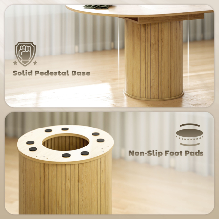  Masa Extensibila pentru 6-8 Persoane, de la Rotunda la Ovala, cu Baza pe Piedestal, din Lemn si Otel, culoare Lemn [5]