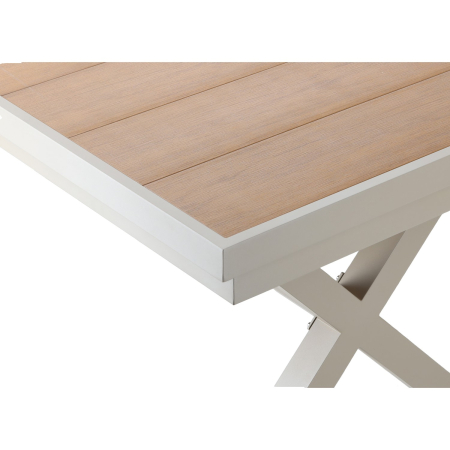 Masa gradina extensibila 180-240 cm din aluminiu cu blat aspect lemn, 180-240x90x76 cm, bej [13]
