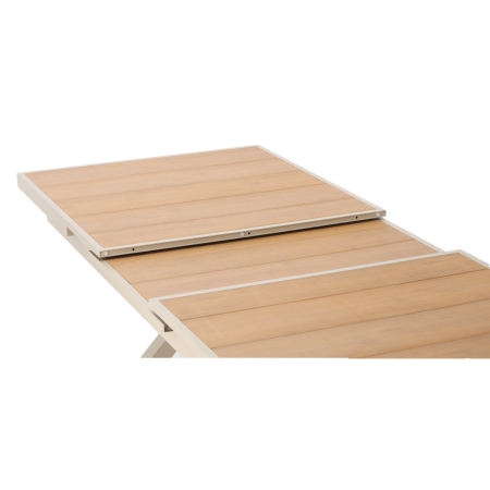 Masa gradina extensibila 180-240 cm din aluminiu cu blat aspect lemn, 180-240x90x76 cm, bej [11]