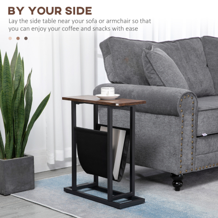  Masa laterala cu geanta de depozitare, masa de pat cu cadru din otel pentru spatii mici [3]