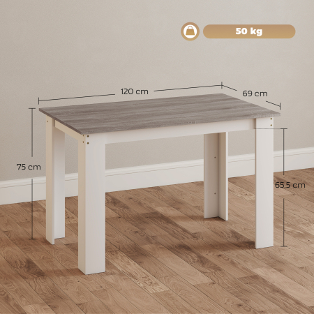  Masa Moderna de Dining pentru 4-6 Persoane 120x69x75 cm Gri si Alb [2]